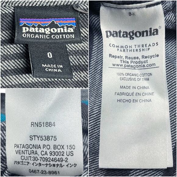 PATAGONIA Heywood Women's Organic Cotton Flannel Shirt in Pinyon Stripe Size 0 - Picture 8 of 9